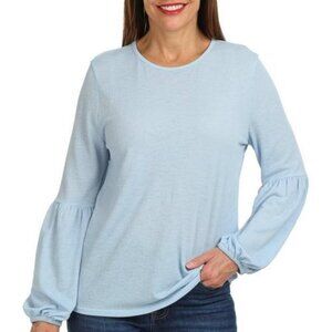 404 Cha Cha Vente Womens Solid Long Balloon Sleeve Top Size: Small